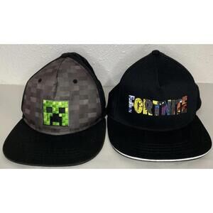 Hat Lot Fortnite And Mine Craft Lot Of 2 Hats Flat Bill